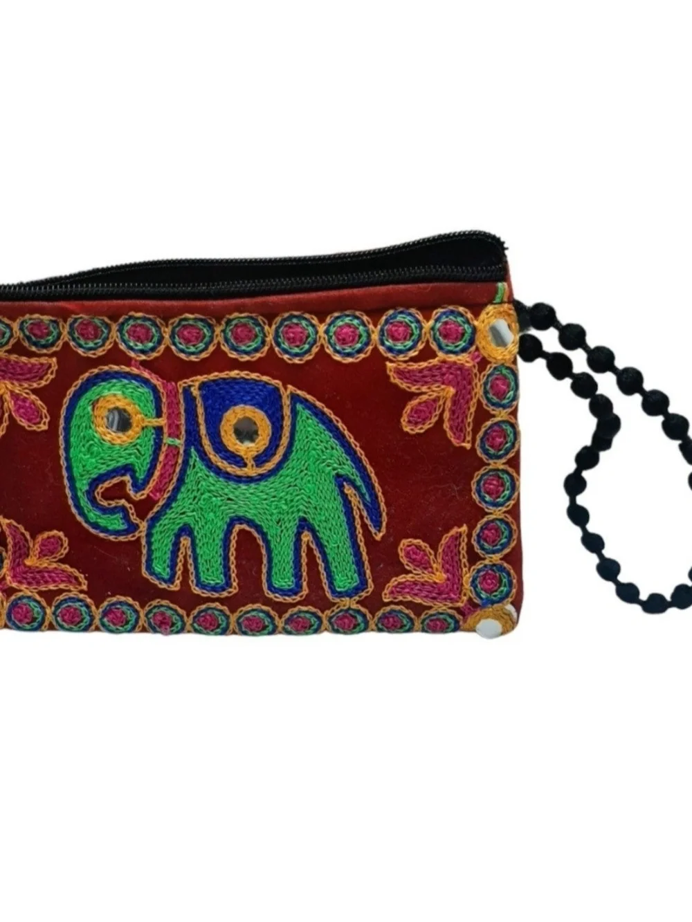 Boho Elephant Embroidered Clutch Handbag Handmade Indian Gypsy Bohemian Purse